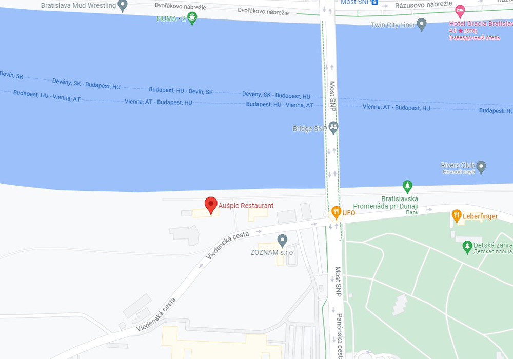 Ресторан в Братиславе на берегу Дуная - Auspic (на карте)