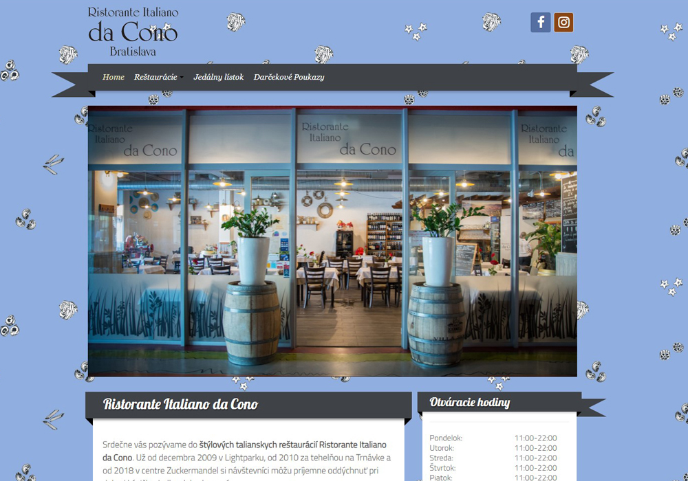 Сеть ресторанов в Братиславе - DaCono (сайт)