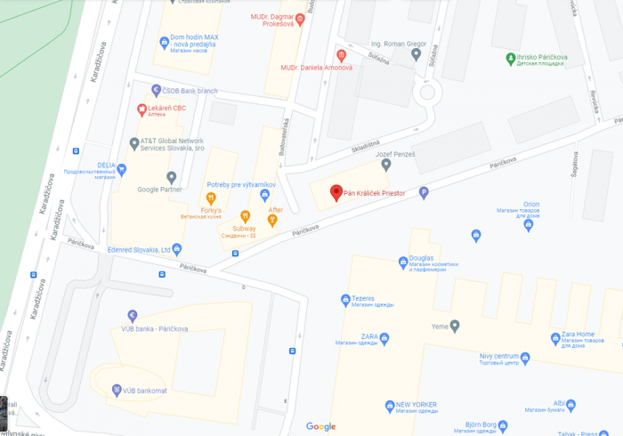 Кофейня PÁN KRÁLIČEK PRIESTOR в Братиславе - на карте